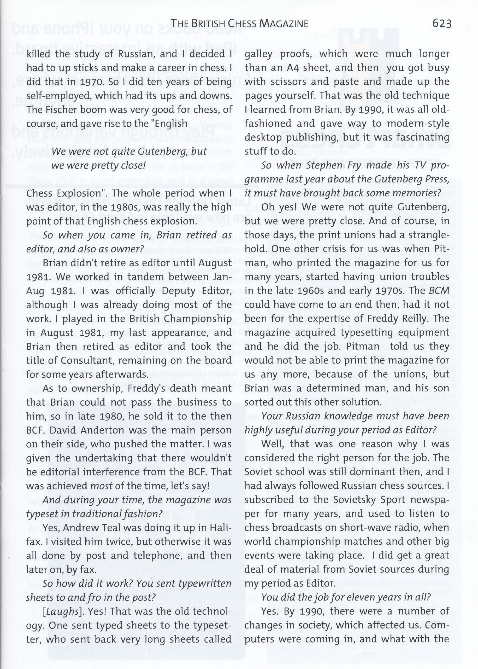 British Chess Magazine, Volume CXXX (103), Number 12, December, Page 623