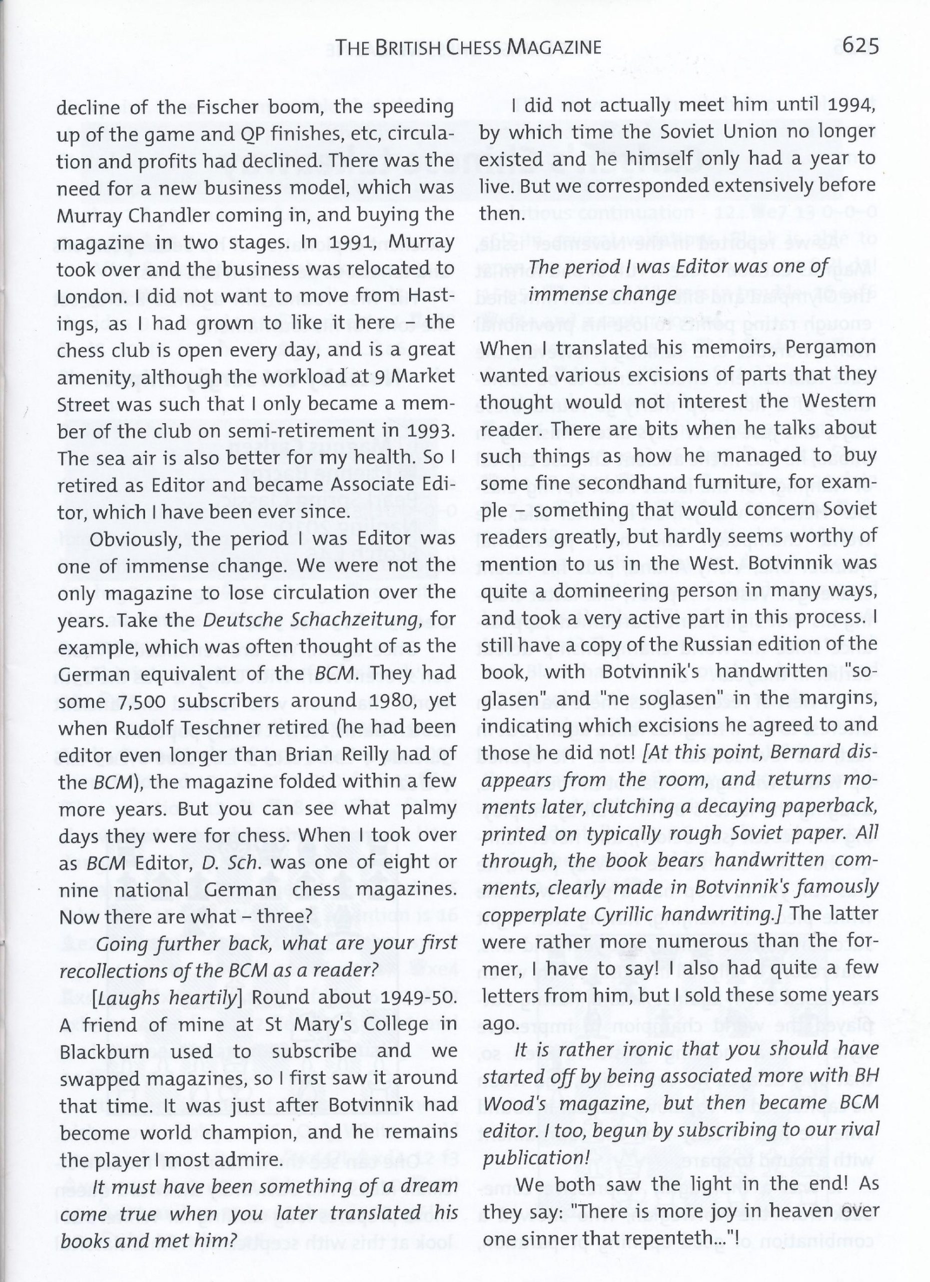 British Chess Magazine, Volume CXXX (103), Number 12, December, Page 625