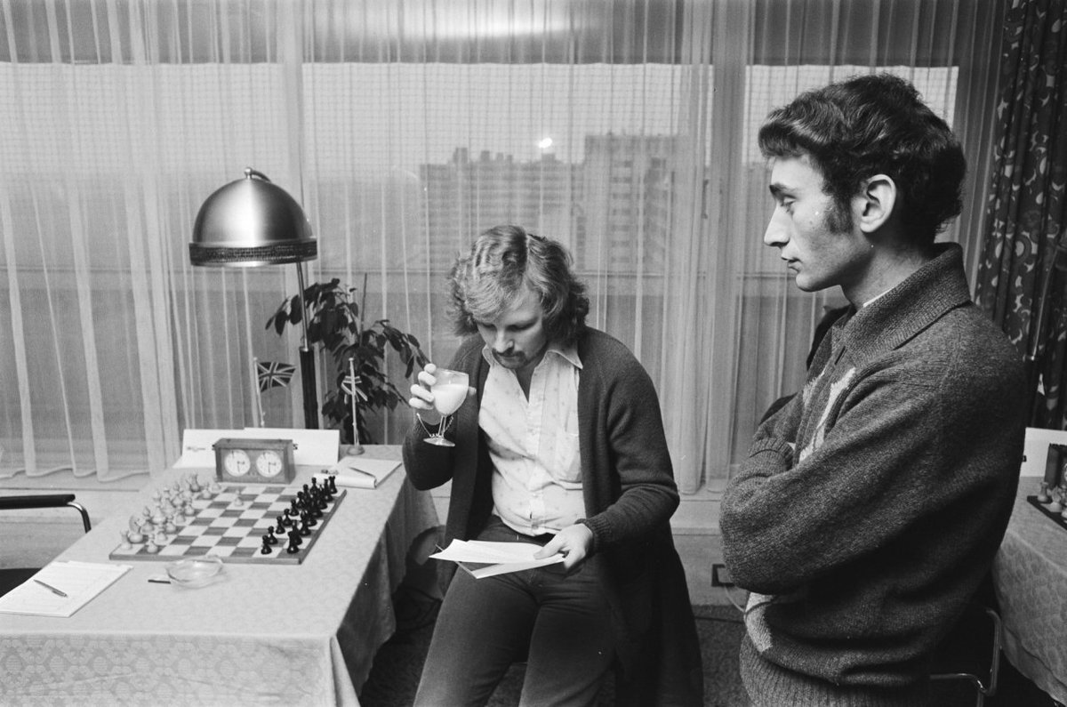 Tony Miles and Michael Stean at the FIDE Zonal in Amsterdam, 1978. (Source: http://gahetna.nl)