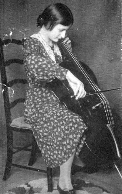 Rowena practising the cello. Courtesy of Keverel Chess