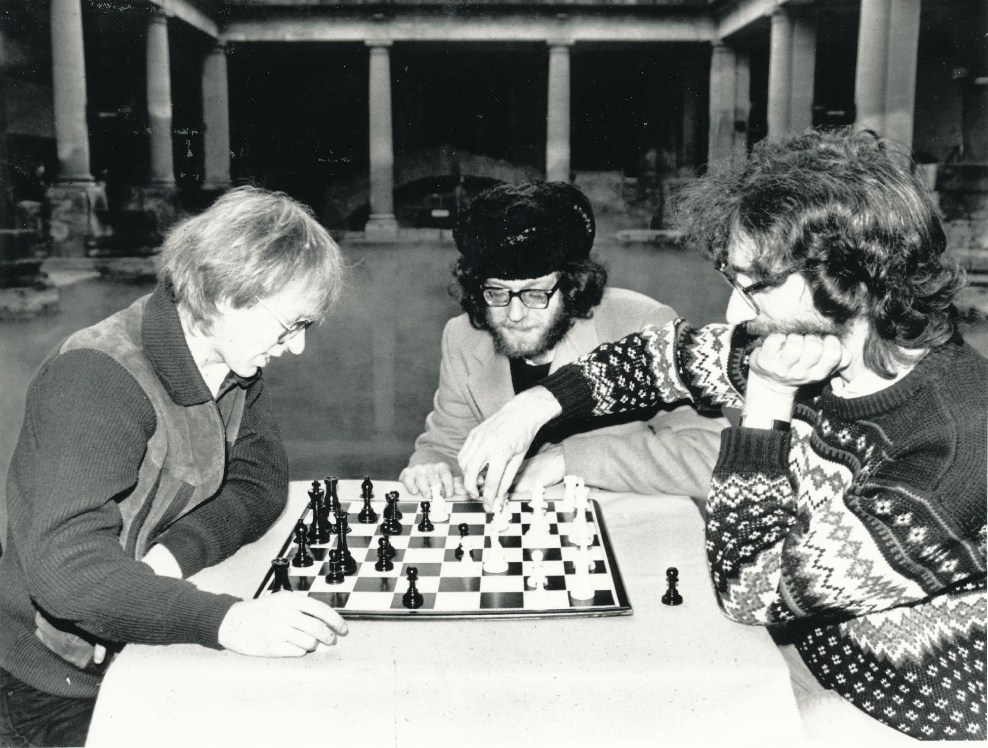 At the Praxis British Zonal in February 1987 here at the roman baths. Murray Chandler, Jonathan Speelman, and Jonathan Mestel