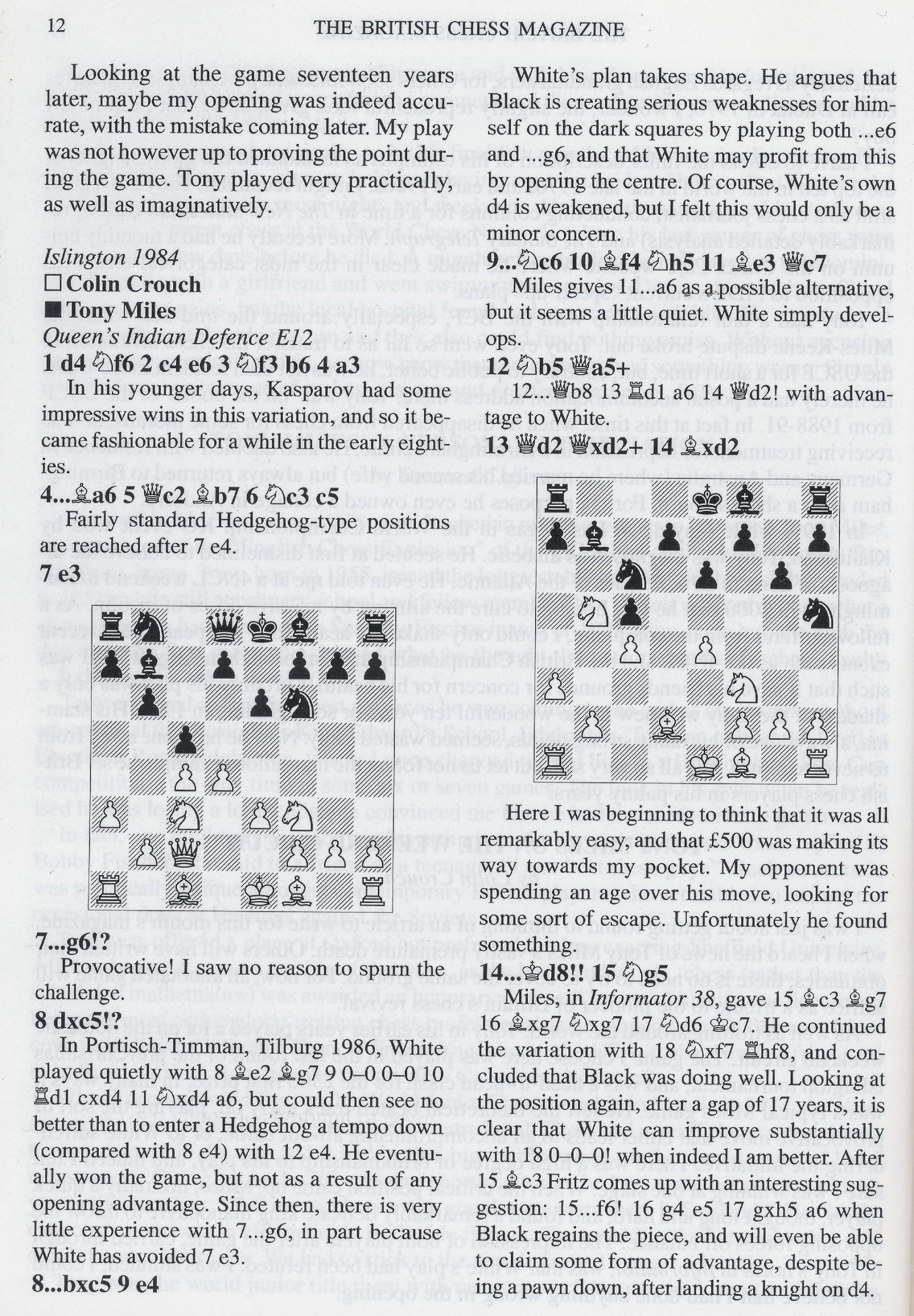 British Chess Magazine, Volume CXXII (122, 2002), Number 1 (January) pp. 6-13