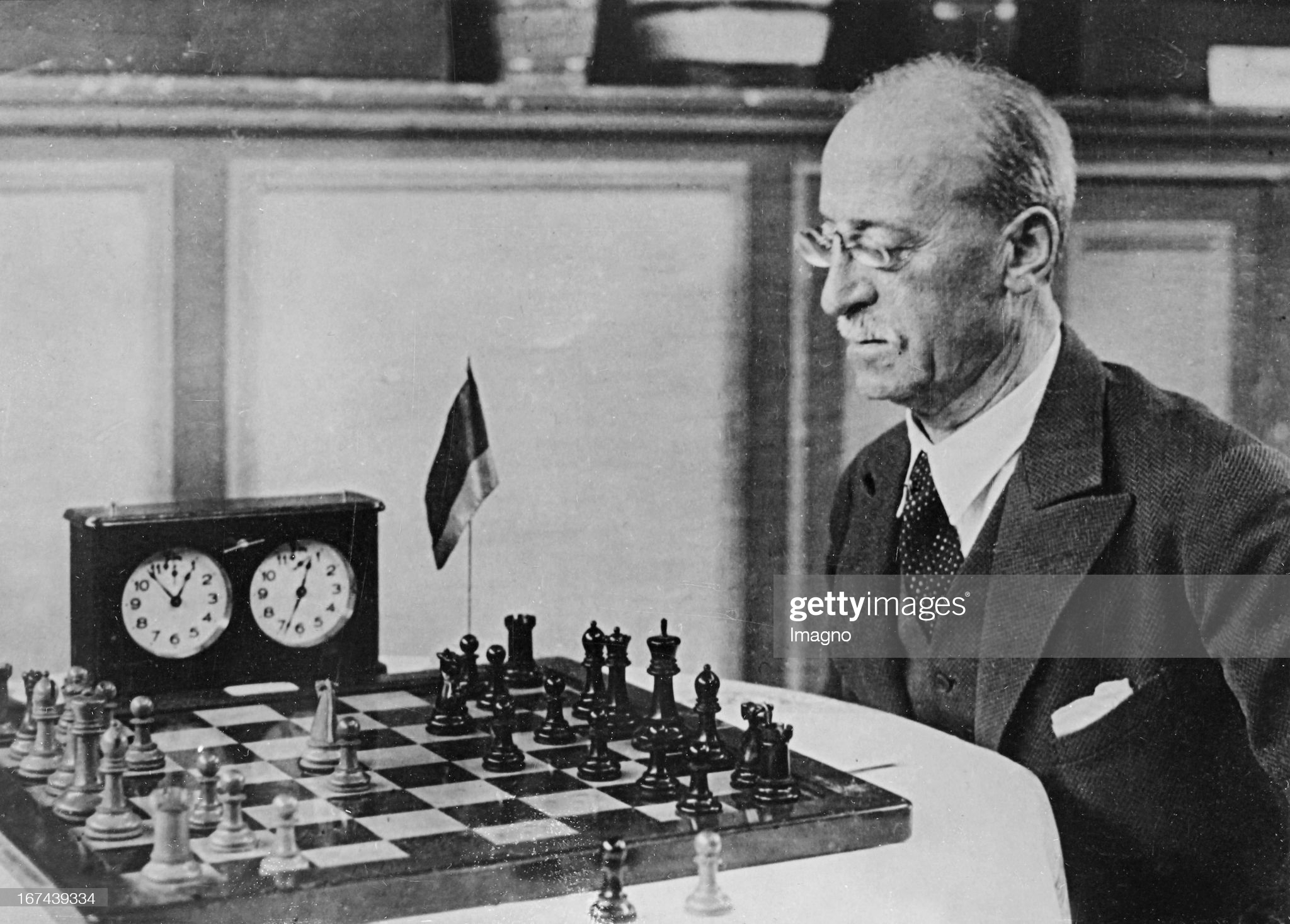 24th April 1935: J Mieses of Germany in play against PS Milner-Barry during the Premier Tournament of the Kent County Chess Association in the Grand Hotel, Margate. (Photo by F. Sayers/Topical Press Agency/Getty Images)