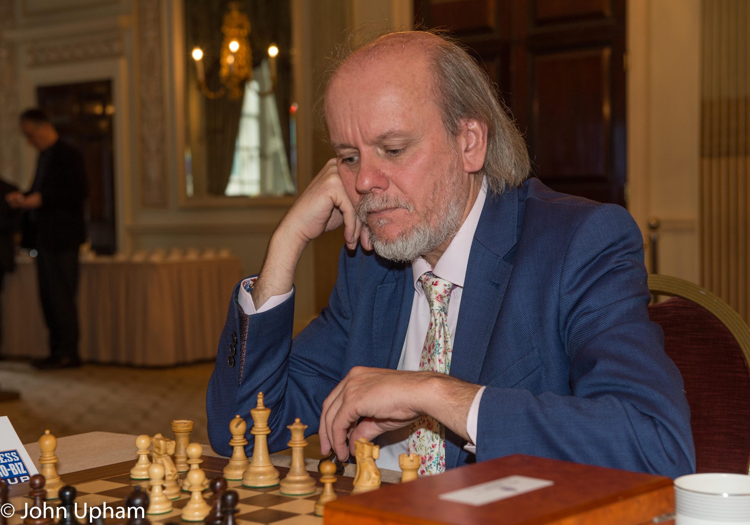 GM Stuart Conquest at the 2021 Pro-Biz Cup, RAC Club, Pal Mall, London. Courtesy of John Upham Photography