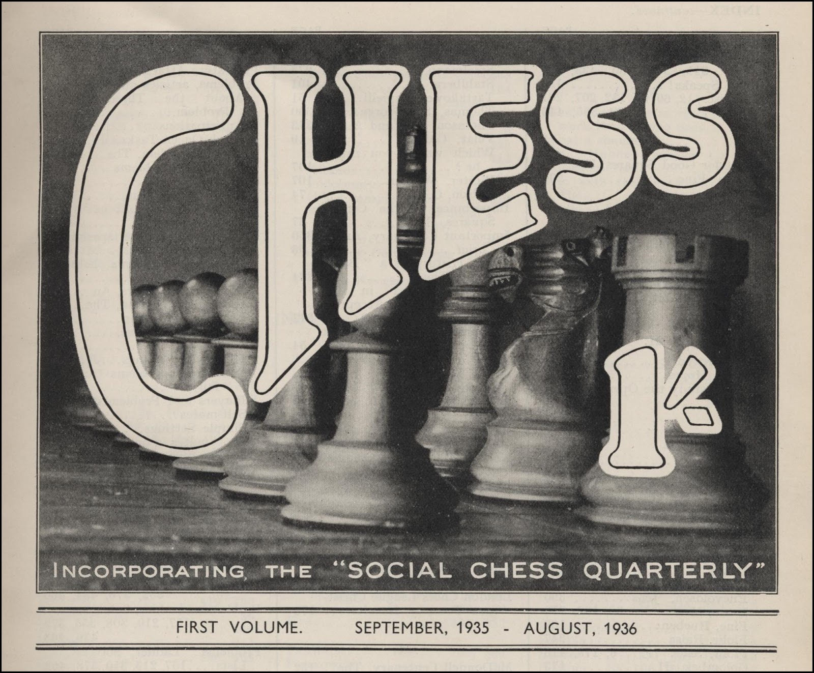 CHESS Cover for volume 1, September 1935 - August 1936. Source : Michael Clapham