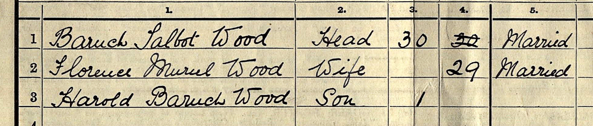 1911 Census record for the Wood household