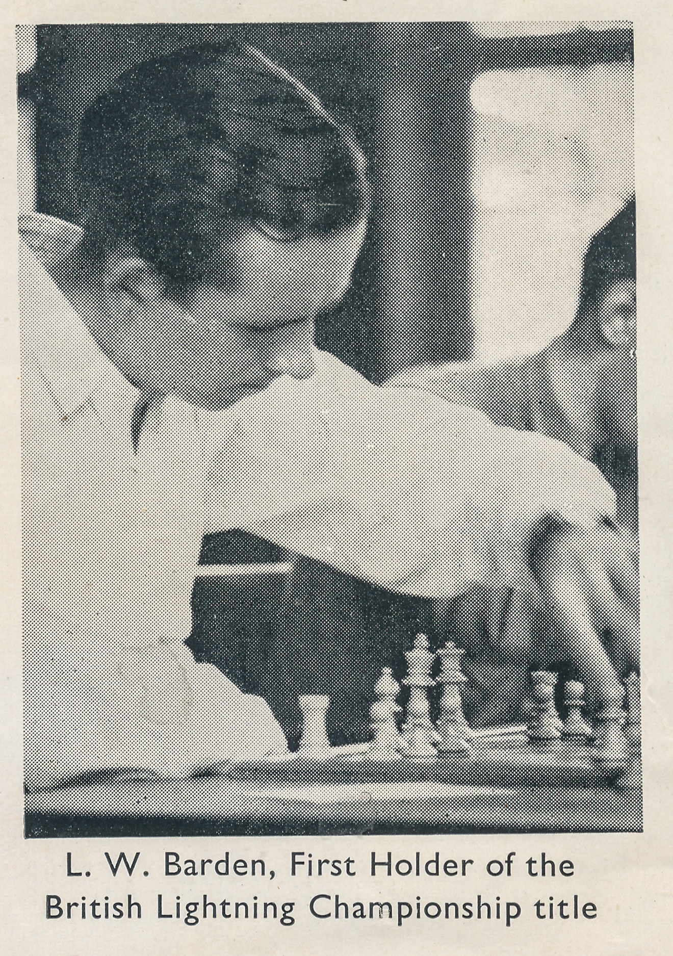 Leonard Barden, First Holder of the British Lightning Championship title played at the Ilford Congress between May 22nd and May 25th, 1953