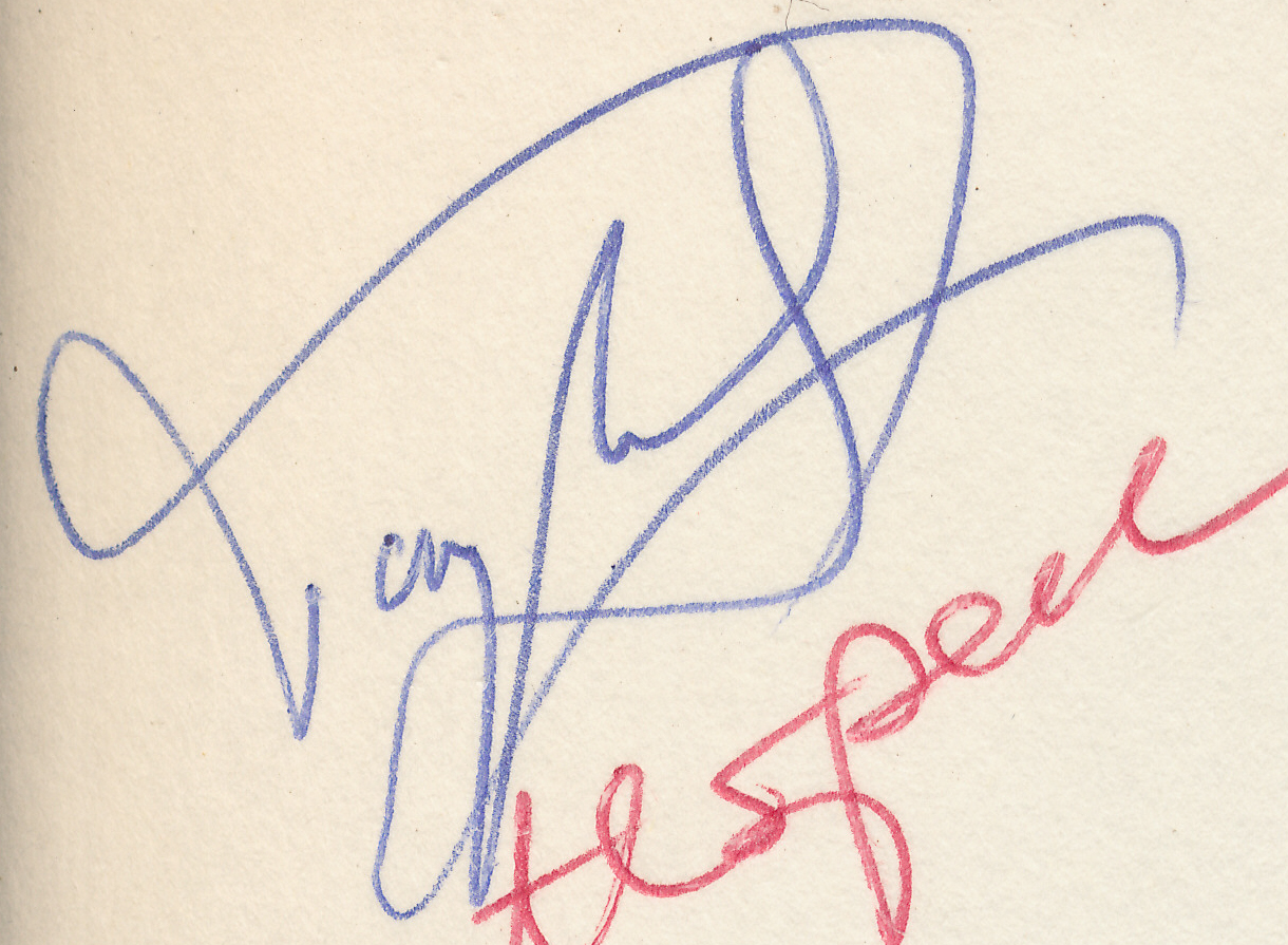 Tony's signature from a presentation copy of Pachman's Decisive Games from Anglo-German match of February 1979 at Elvetham Hall