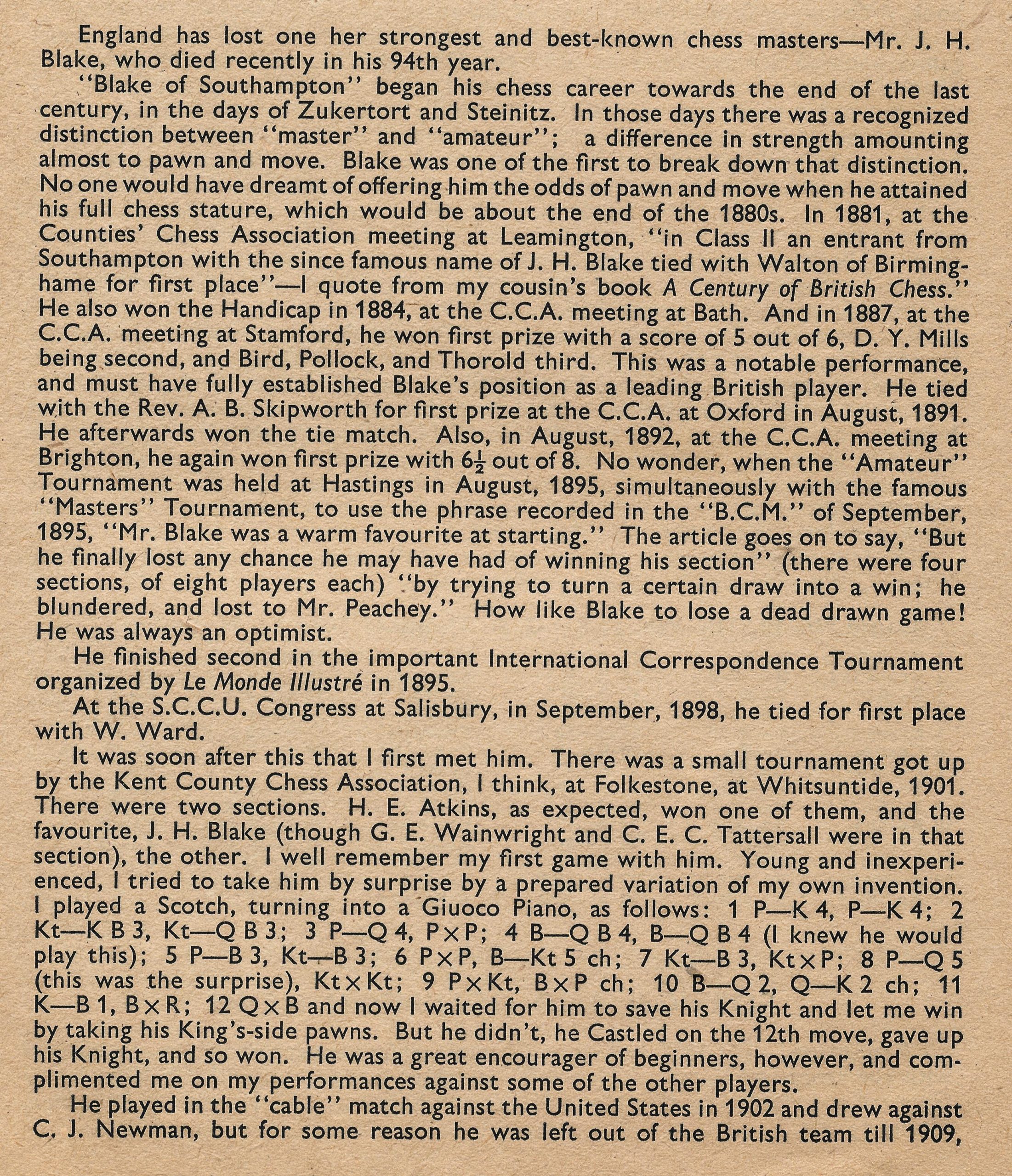 British Chess Magazine, Volume LXXII (72, 1952), Number 2 (February) pp. 44 - 46