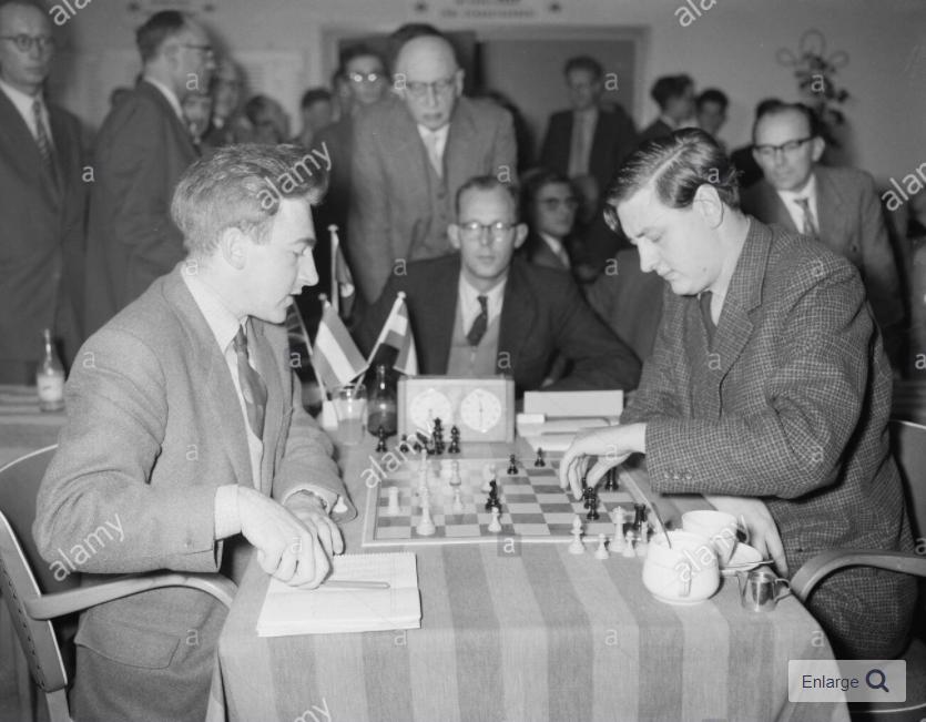 Peter Hugh Clarke (left) and Donner (right) Date: November 26, 1957 at the Wageningen Zonal, The Netherlands. Courtesy of Alamy