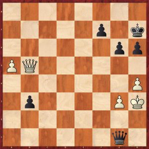 Stahlberg - Euwe Stockholm Olympiad 1937 Variation 1 Position after 47...Qg1