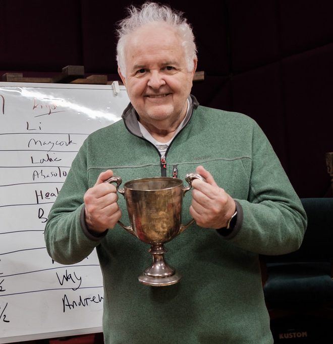 John Foley with the Alexander Cup won by Kingston in 2021/22 and 2022/23