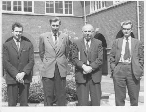 Two thirds of the BCF team for the 1964 Tel Aviv Olympiad. : Owen Hindle, Michael Franklin, Harry Golombek and Michael Haygarth